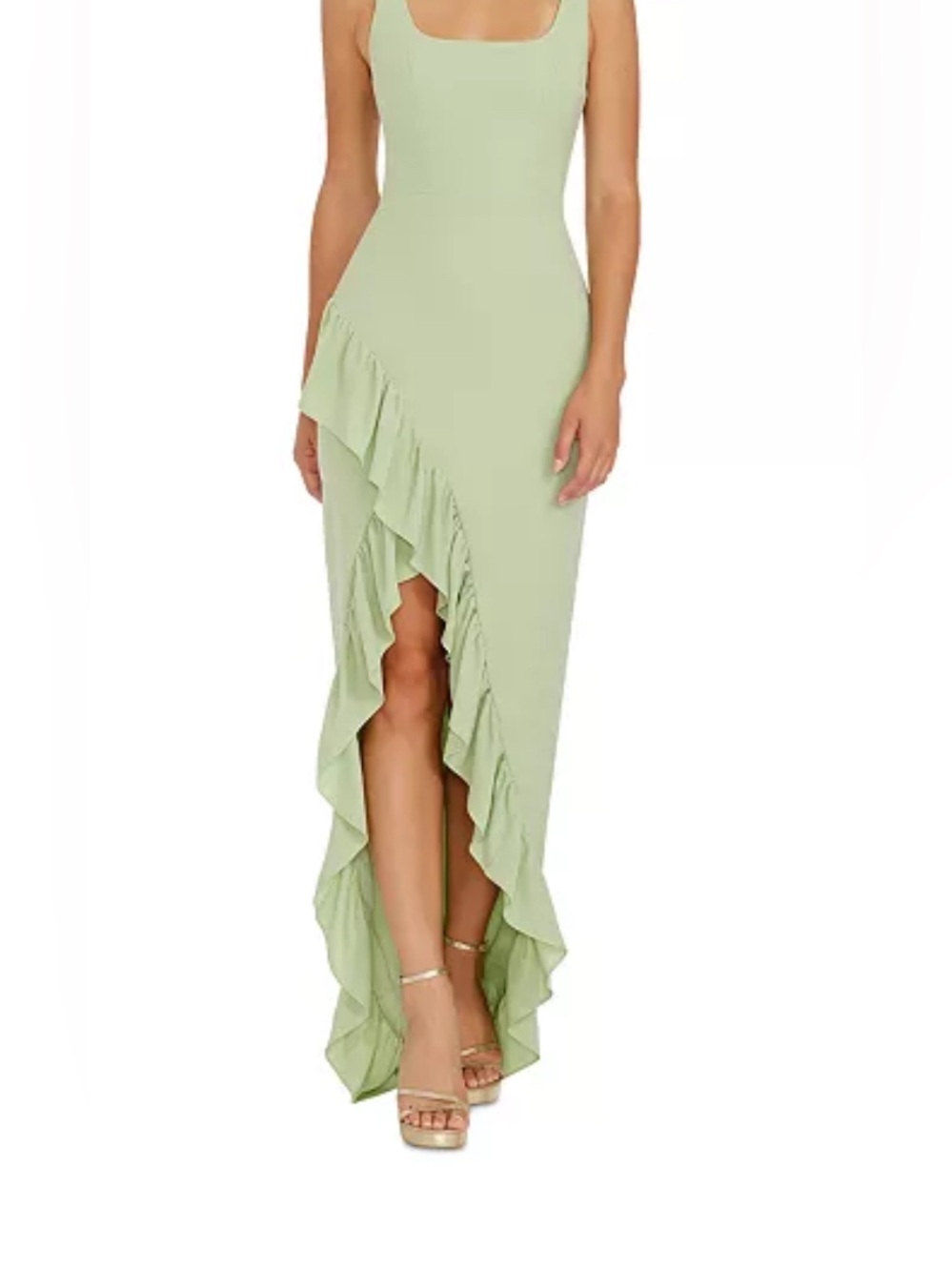 Dress the Population Sage Green Ruffled High-Low Dress